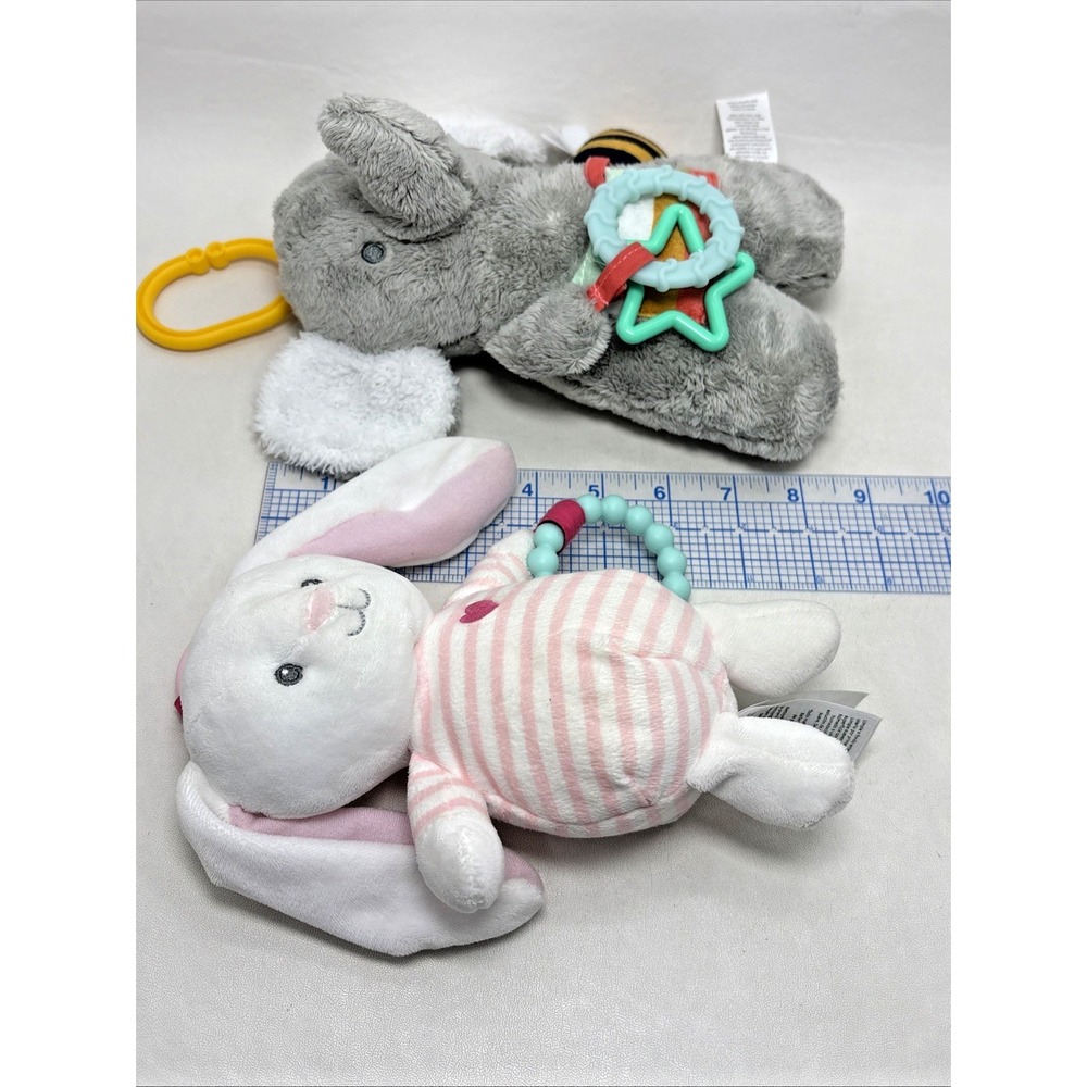 Carter's Bunny Elephant Plush Stuffed Animal W/ Teether Musical Squeak Rattle - Picture 11 of 11